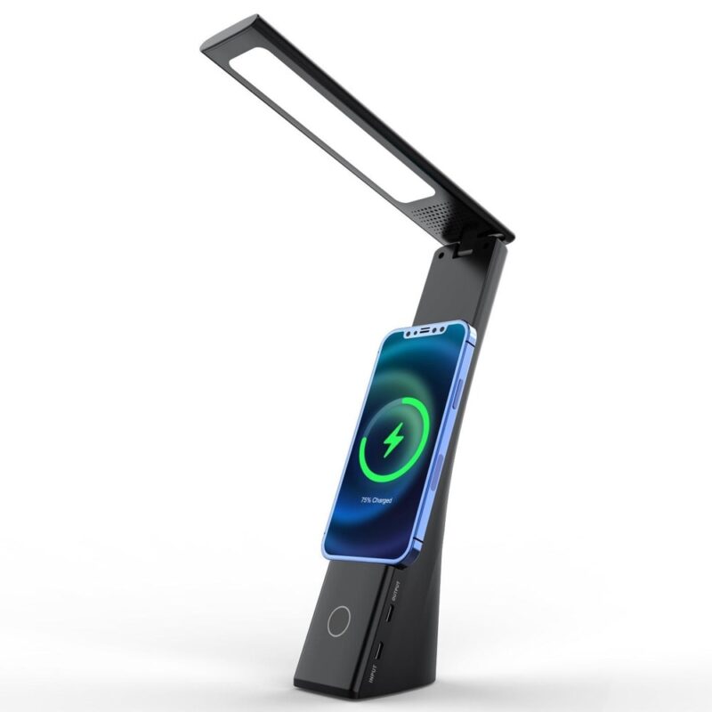Стойка за телефон JC Wireless Charger Lamp Stand 15W, за бюро, безжично зареждане, LED подсветка, черна Намаления и отстъпки ЧеренПетък 3