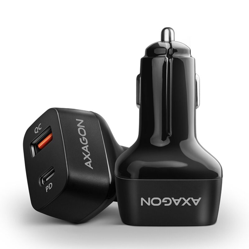 Зарядно устройство за кола AXAGON PWC-PQ38, от автомобилна запалка към 1x USB-A(ж), 1x USB-C(ж), 5V, 1A, черно, 38W Намаления и отстъпки ЧеренПетък 3