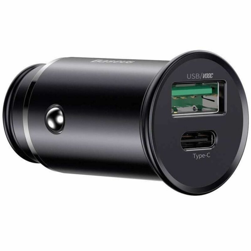 Зарядно за кола Baseus PPS Quick Car Charger (CCYS-C01), от автомобилна запалка към 1x USB-C(ж) / 1x USB-A(ж), черен Намаления и отстъпки ЧеренПетък 2