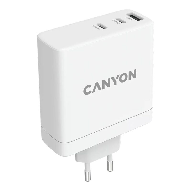 Зарядно устройство Canyon H-140-01, от контакт към 1x USB-A(ж), 2x USB-C(ж), 28V/5A, бяло, QC 3.0 Намаления и отстъпки ЧеренПетък 3
