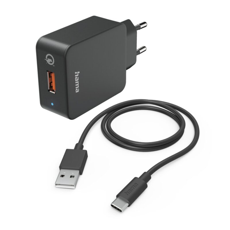 Зарядно устройство HAMA 201625, от контакт към 1x USB-А(ж), 19.5W, 12V/1,5A, черно, в комплект с кабел от USB-А(м) към USB-C(м) Намаления и отстъпки ЧеренПетък 3