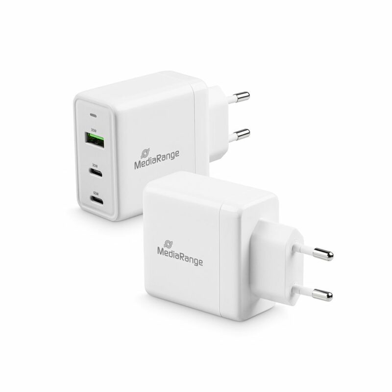 Зарядно устройство MediaRange MRMA116, от контакт към 1x USB-A(ж), 2x USB-C(ж), 20V, 3.25A, бяло, 65W, QC 3.0 Намаления и отстъпки ЧеренПетък 3