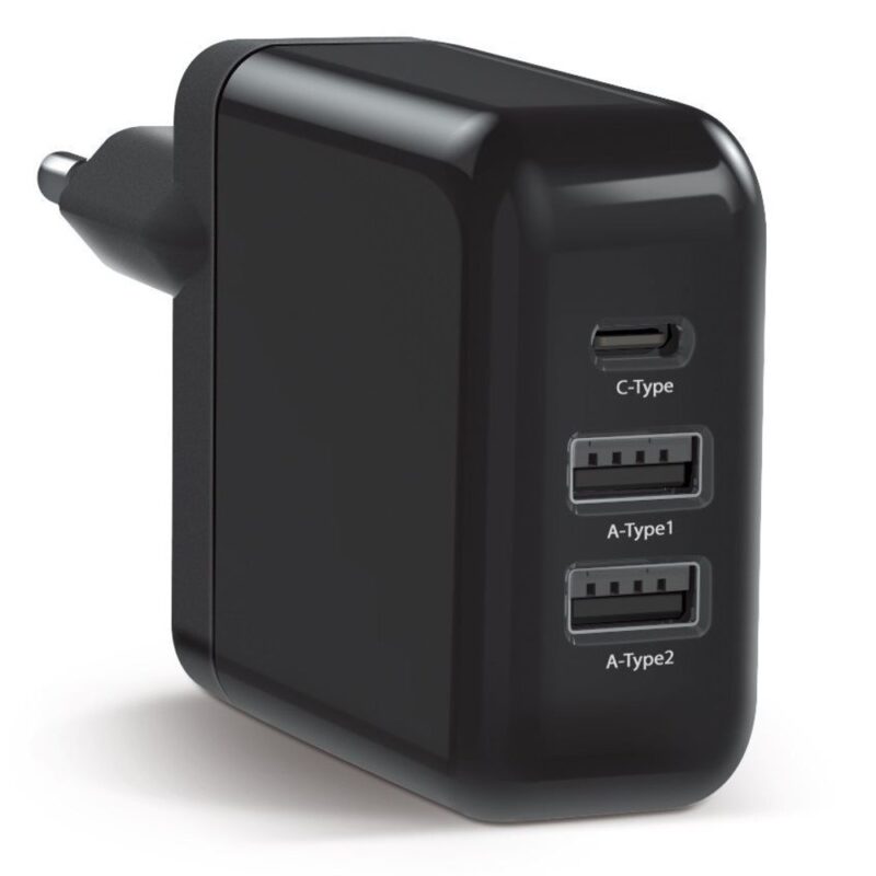 Зарядно устройство Samsung KeyCo 3-in-1 (GP-U999SOPCFEA), от контакт към 1x USB-C(ж) / 2x USB-A(ж), черно Намаления и отстъпки ЧеренПетък 3