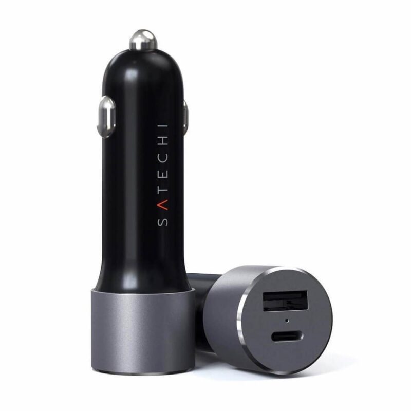 Зарядно устройство за кола Satechi ST-TCPDCCM, от автомобилна запалка към 1x USB-A(ж)/ 1x USB-C(ж), 72W, черно Намаления и отстъпки ЧеренПетък 3