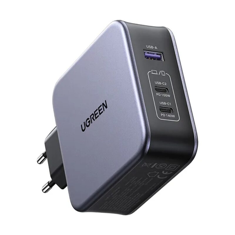 Зарядно устройство Ugreen 90549, от контакт към 1x USB-A(ж)/2x USB-C(ж), 12V/1.5A, сиво, 140W Намаления и отстъпки ЧеренПетък 3