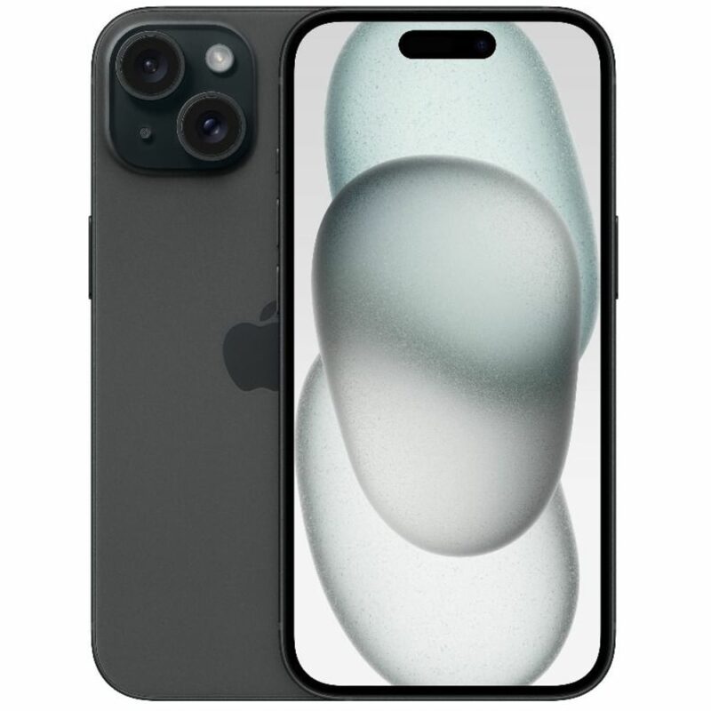 Смартфон Apple iPhone 15 (черен), поддържа 2 sim карти, 6.1″ (15.49 cm) Super Retina XDR OLED дисплей, шестядрен Apple A16 Bionic 3.46 GHz, 6GB RAM, 256GB Flash памет, 48.0 + 12.0 & 12.0 MPix … Намаления и отстъпки ЧеренПетък 3