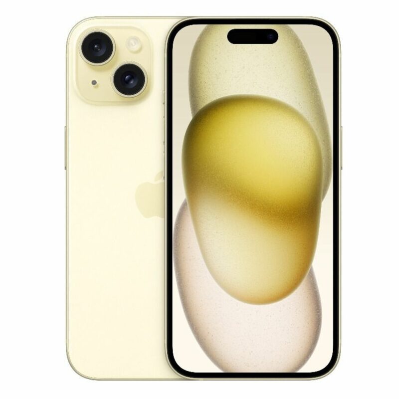 Смартфон Apple iPhone 15 (жълт), поддържа 2 sim карти, 6.1″ (15.49 cm) Super Retina XDR OLED дисплей, шестядрен Apple A16 Bionic 3.46 GHz, 6GB RAM, 512GB Flash памет, 48.0 + 12.0 & 12.0 MPix камери … Намаления и отстъпки ЧеренПетък 3
