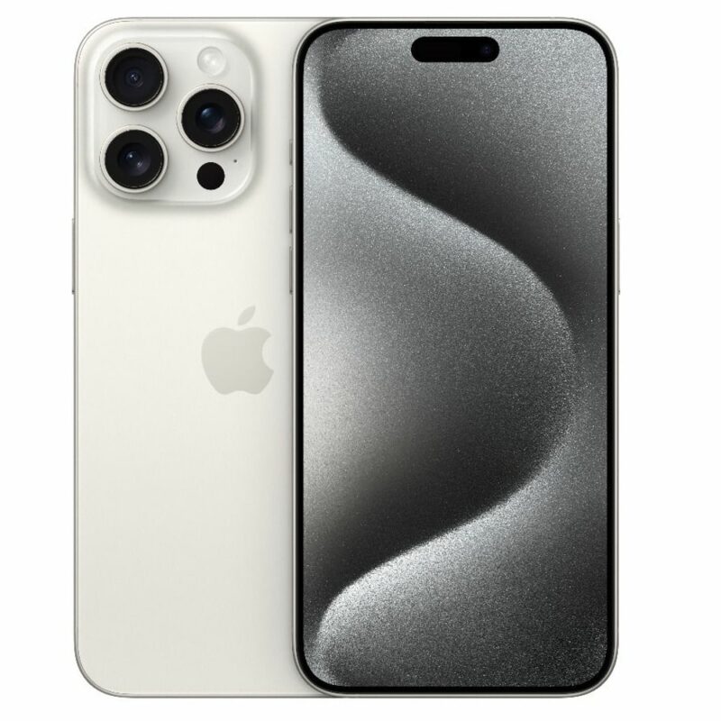 Смартфон Apple iPhone 15 Pro Max (бял), поддържа 2 sim карти, 6.7″ (17.01 cm) LTPO Super Retina XDR OLED дисплей, шестядрен Apple A17 Pro 3.78 GHz, 8GB RAM, 256GB Flash памет, 48.0 + 12.0 + 12.0 & 12.0 … Намаления и отстъпки ЧеренПетък 3