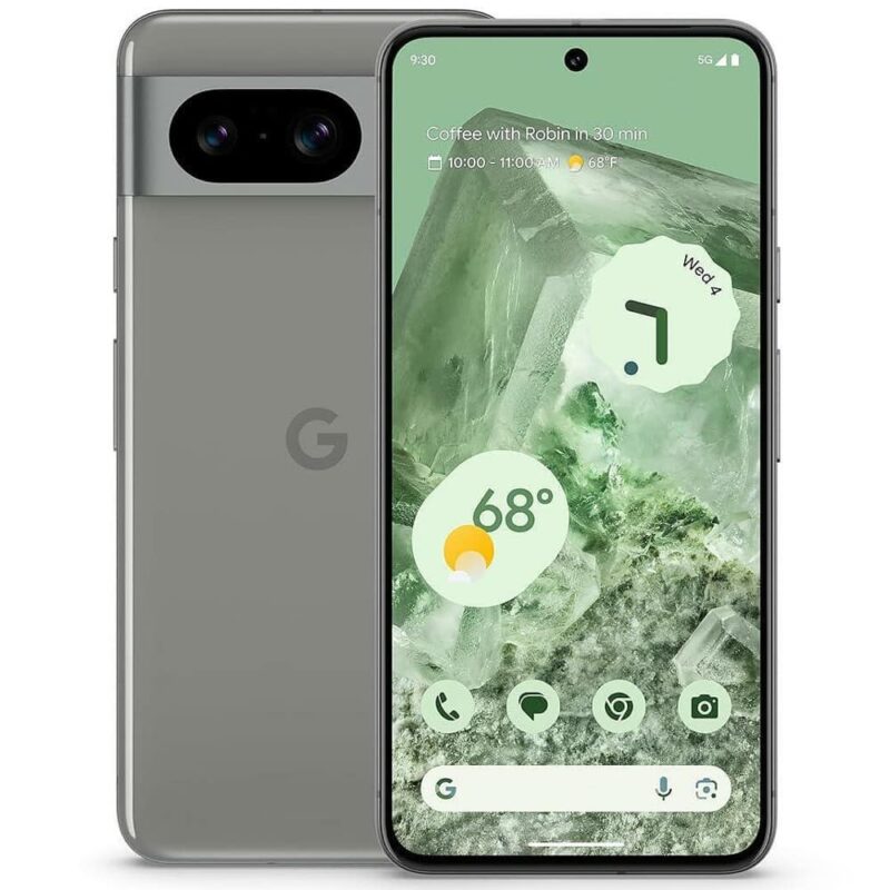 Смартфон Google Pixel 8 (сив), 6.2″ (15.75cm) OLED 120Hz дисплей, деветядрен Tensor G3 1x 3.0 GHz & 4x 2.45GHz & 4x 2.15GHz, 12GB RAM, 128GB Flash памет, 50 + 12 + 10.5 Mpix камери, Android, 187g Намаления и отстъпки ЧеренПетък 3