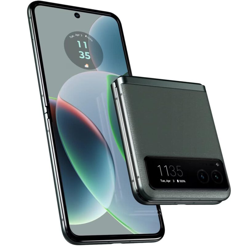 Смартфон Motorola Razr 40(зелен), поддържа 2 SIM карти, 6.9″ (17.53 cm) LTPO AMOLED дисплей, осемядрен Qualcomm SM7450-AB Snapdragon 7 Gen 1 1×2.4 GHz & 3×2.36 GHz & 4×1.8 GHz, 8GB RAM, 256GB Flash … Намаления и отстъпки ЧеренПетък 3