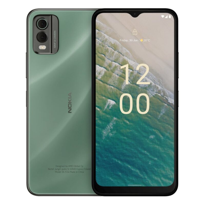 Смартфон Nokia C32 (зелен), поддържа 2 SIM карти, 6.52″ (16.56 cm), HD+ IPS LCD дисплей, осемядрен Unisoc SC9863A1 1.6Ghz, 6GB RAM, 128GB Flash памет, 50 + 2 + 8 Mpix камери, Android, 199.4g Намаления и отстъпки ЧеренПетък 3