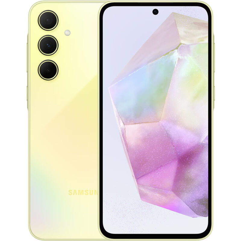 Смартфон Samsung Galaxy A35 5G (Awesome Lemon), поддържа 2 SIM карти, 6.6″ (16.76cm) Super AMOLED 120Hz дисплей, осемядрен Exynos 1380 4×2.4GHz & 4×2.0GHz, 8GB RAM, 256GB Flash памет(+microSD слот), 50 + … Намаления и отстъпки ЧеренПетък 3