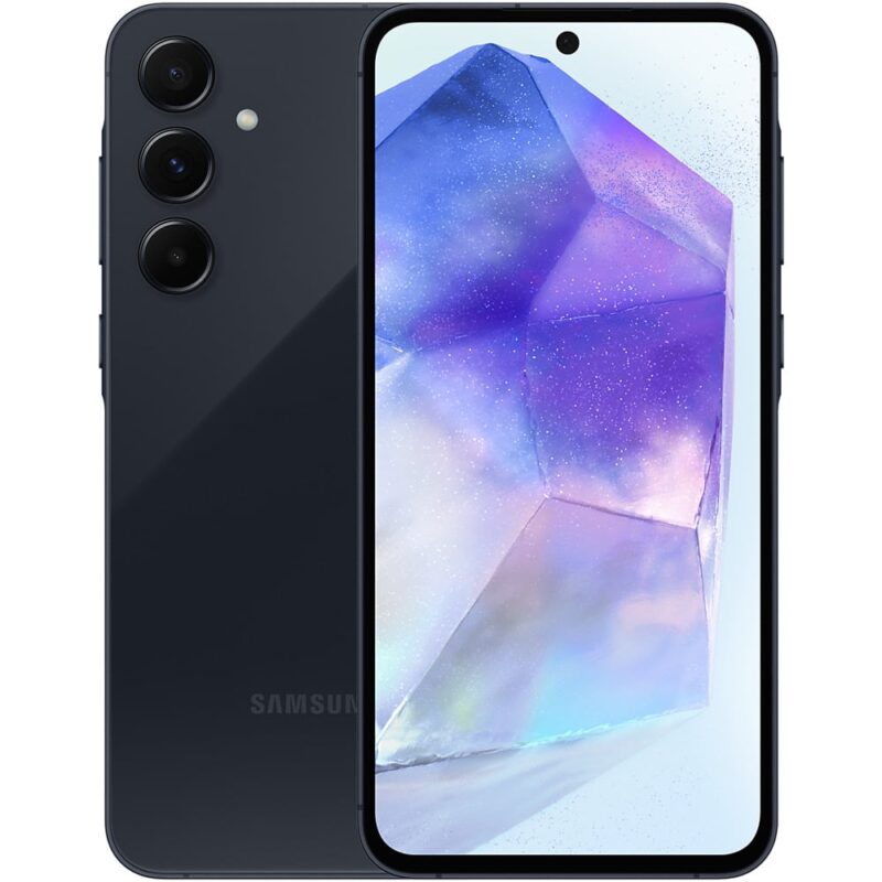 Смартфон Samsung Galaxy A55 5G (Awesome Navy), поддържа 2 SIM карти, 6.6″ (16.76cm) Super AMOLED 120Hz дисплей, осемядрен Exynos 1480 4×2.75GHz & 4×2.0GHz, 8GB RAM, 256GB Flash памет(+microSD слот), 50 + … Намаления и отстъпки ЧеренПетък 3