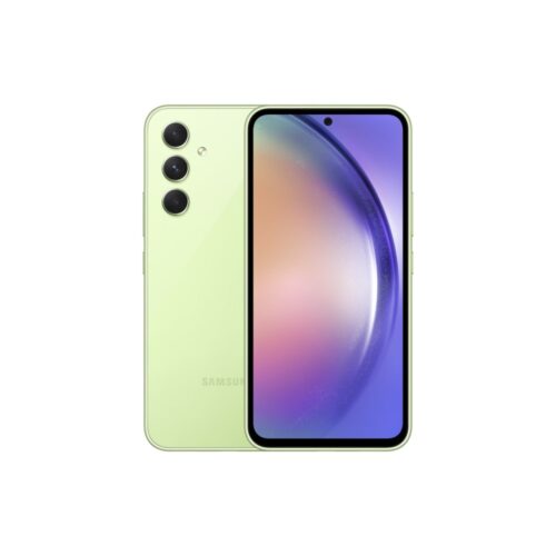 Смартфон Samsung Galaxy A54 (Awesome Lime), поддържа 2 sim карти, 6.4" (16.26 cm) AMOLED 120Hz дисплей, осемядрен Exynos 1380 4x 2.4GHz & 4x 2.0GHz, 8GB RAM, 128GB Flash памет, 50.0 + 12.0 + 5.0 & 32.0 MPix ...