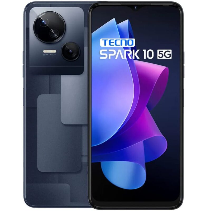 Смартфон Tecno Spark 10 5G (черен), поддържа 2 SIM карти, 6.6″ (16.76cm) IPS LCD 90Hz дисплей, осемядрен MediaTek Dimensity 6020 2×2.2GHz & 6×2.0 GHz, 4GB RAM, 64GB Flash памет (+microSD слот), 50 + … Намаления и отстъпки ЧеренПетък 3