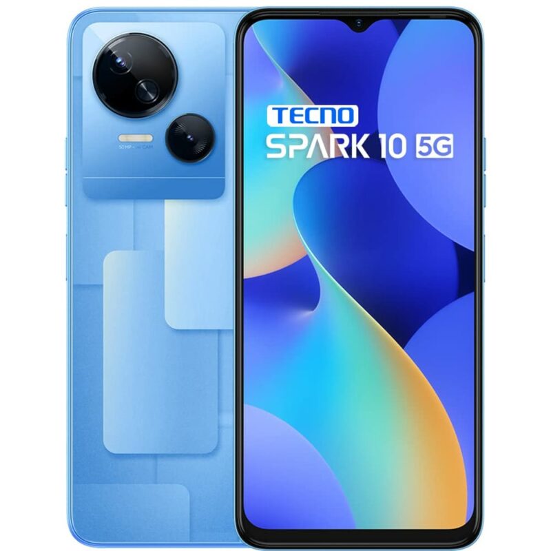 Смартфон Tecno Spark 10 5G (син), поддържа 2 SIM карти, 6.6″ (16.76cm) IPS LCD 90Hz дисплей, осемядрен MediaTek Dimensity 6020 2×2.2GHz & 6×2.0 GHz, 4GB RAM, 64GB Flash памет (+microSD слот), 50 + 0.08 … Намаления и отстъпки ЧеренПетък 3