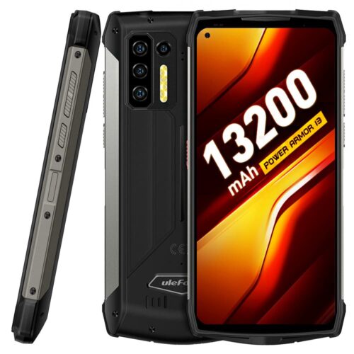 Смартфон Ulefone Power Armor 13 (черен), поддържа 2 SIM карти, 6.81" (17.29 cm) LCD дисплей, осемядрен Mediatek Helio G95 2.05GHz, 8GB RAM, 256GB Flash памет + microSD слот, 48.0 + 8.0 + 2.0 + 2.0 & ...