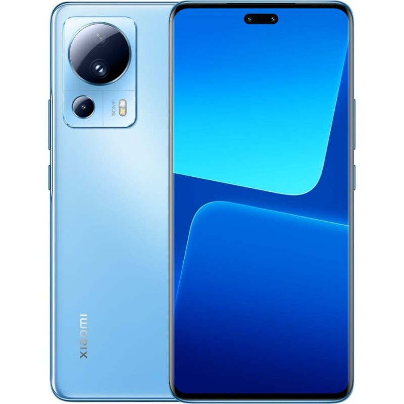 Смартфон Xiaomi 13 Lite (син), поддържа 2 SIM карти, 6.55″ (16.53cm) FHD+ AMOLED 120Hz дисплей, осемядрен Snapdragon 7 Gen 1 1×2.4GHz & 3×2.36GHz & 4×1.8GHz, 8GB RAM, 128GB Flash памет, 50 + 8 + 2 + 32 + 8 … Намаления и отстъпки ЧеренПетък 3