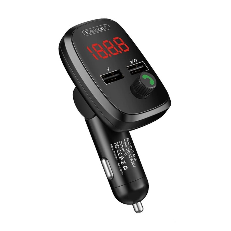 FM трансмитер Earldom ET-M59, Bluetooth 4.0, LCD дисплей, 2x USB-A, MicroSD слот, черен Намаления и отстъпки ЧеренПетък 3