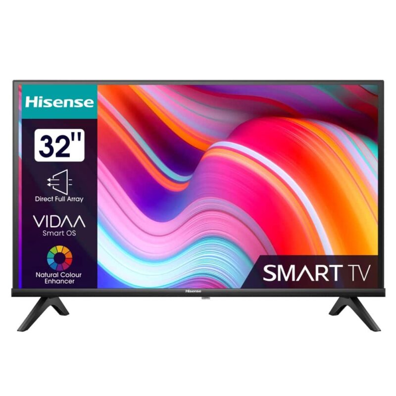 Hisense 32A4K Ето и техническата част Долу ще откриете всички технически характеристики на продукта, като размери и тн.     Технически характеристики Тип: HD Smart TV Материал на рамката: Пластмаса Цвят: Черен Материал на корпуса: Пластмаса Цвят: Черен Материал на ... / / Телевизор Hisense 32A4K, 32" (81.28 cm) HD DLED Smart TV, HDR, DVB-T2/T/C/S2/S, Wi-Fi, LAN, 2x HDMI, 2x USB