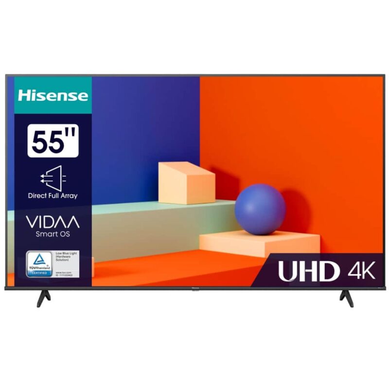 Телевизор Hisense 55A6K, 55″ (139.7 cm) 4K/UHD Smart TV, HDR, DVB-T2/C/S2, Wi-Fi, Bluetooth, 2x HDMI, 2x USB Намаления и отстъпки ЧеренПетък 3