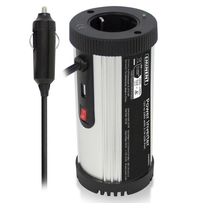 Инвертор Ewent EM3995, 150W, от DC 12V към AC 230V, за кола Намаления и отстъпки ЧеренПетък 3