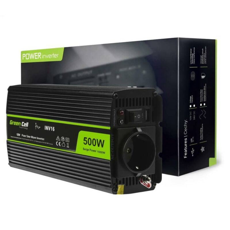 Инвертор Green Cell INV16, 500W, от DC 12V към AC 230V, чиста синусоида, за кола Намаления и отстъпки ЧеренПетък 3