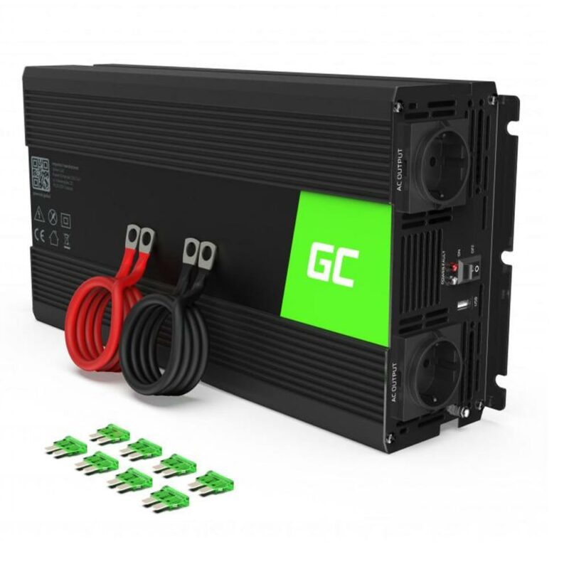Инвертор Green Cell INV18, 1500W, от DC 24V към AC 230V, 1x USB-A, чиста синусоида, за кола Намаления и отстъпки ЧеренПетък 3