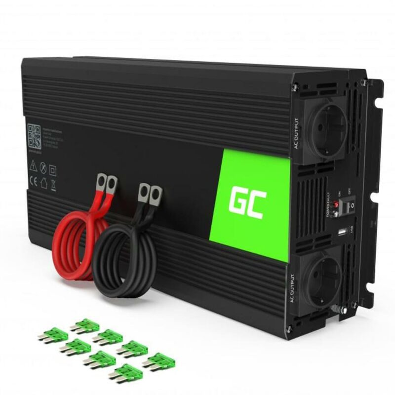 Инвертор Green Cell INV24, 1500W, от DC 24V към AC 230V, модифицирана синусоида, за кола Намаления и отстъпки ЧеренПетък 3