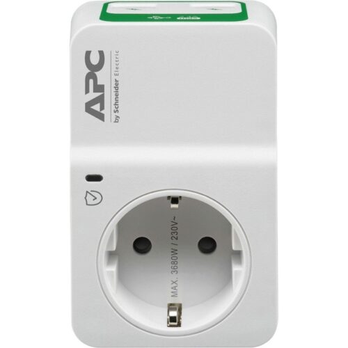 Eлектрически филтър APC Essential SurgeArrest PM1W-GR, 1 гнездо, 2x USB, бял Намаления и отстъпки ЧеренПетък