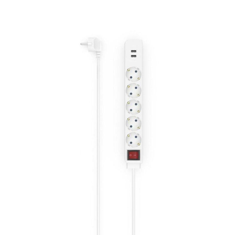 Разклонител Hama 223183, 5 гнезда, 2x USB-A, 1.4 m, бял Намаления и отстъпки ЧеренПетък 3