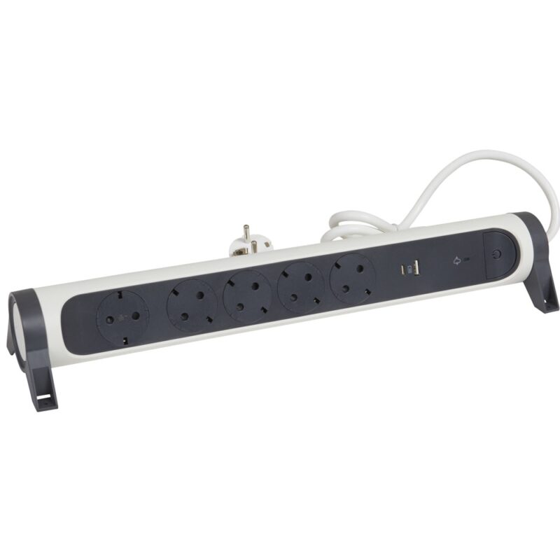 Разклонител Legrand 694510, 5 гнезда, 1x USB-A(ж)/1x USB-C(ж), защита от пренапрежение, 1.5m кабел, бял Намаления и отстъпки ЧеренПетък 3