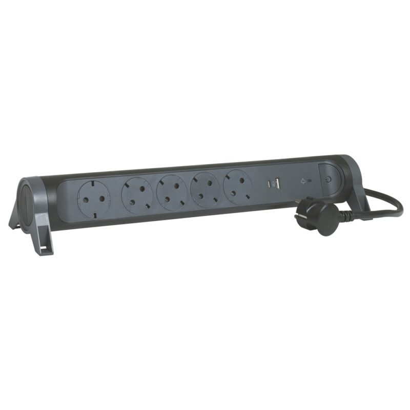 Разклонител Legrand 694514, 5 гнезда, 1x USB-A(ж)/1x USB-C(ж), защита от пренапрежение, 1.5m кабел, черен Намаления и отстъпки ЧеренПетък 3