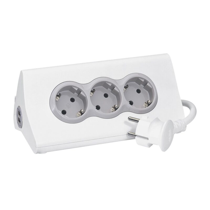 Разклонител Legrand 694801, 3 гнезда, 2x USB-A, поставка за таблет, 1.5m кабел, бял Намаления и отстъпки ЧеренПетък 3