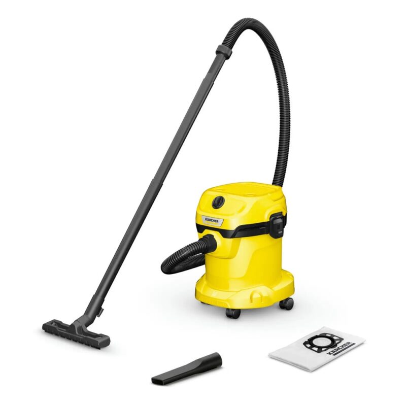 Прахосмукачка Karcher WD 2 PLUS V-15/4/18, с торба, 1000W, 15000ml капацитет на контейнера, сухо и мокро почистване, жълта Намаления и отстъпки ЧеренПетък 3