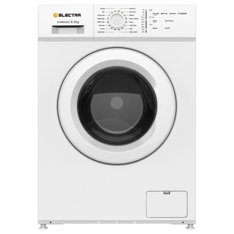Пералня Electra EWM60001, клас E, 6 кг. капацитет, 1000 оборота в минута, 16 програми, свободностояща, 60 cm. ширина, бяла Намаления и отстъпки ЧеренПетък 3