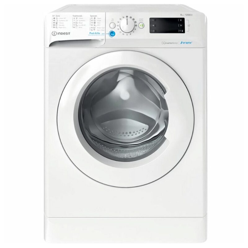 Перална машина Indesit BWE 81285X W EE, клас B, 8 кг. капацитет, 1200 оборота в минута, 16 програми, свободностояща, 60 cm, бяла Намаления и отстъпки ЧеренПетък 3