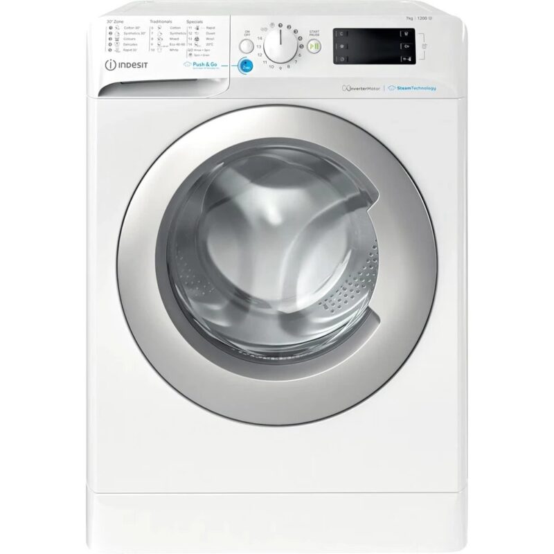 Перална машина Indesit BWSE 71295X WSV EE, клас B, 7 кг. капацитет, 1200 оборота в минута, 8 програми, свободностояща, 60 cm, бяла Намаления и отстъпки ЧеренПетък 3