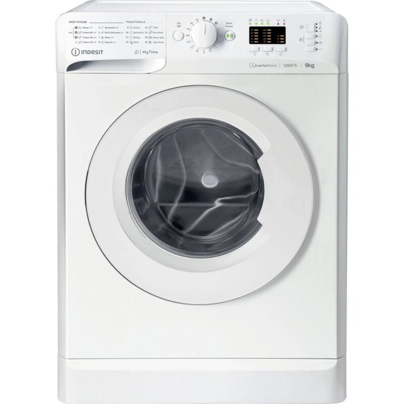 Перална машина Indesit MTWA 91284 W EU, клас D, 9 кг. капацитет, 1200 оборота в минута, 12 програми, свободностояща, 59.5 cm, бяла Намаления и отстъпки ЧеренПетък 3