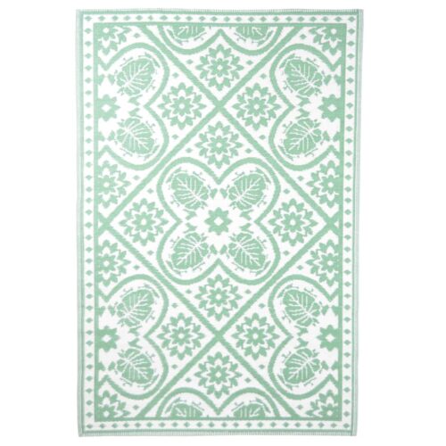 Esschert Design Килим за открито 182x122 см плочки зелено и бяло