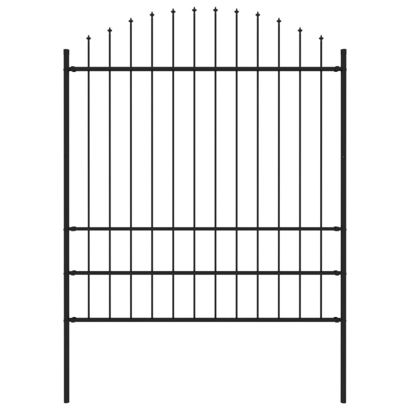 Sonata Градинска ограда с връх пика, стомана, (1,75-2)x1,7 м, черна Намаления и отстъпки ЧеренПетък 3