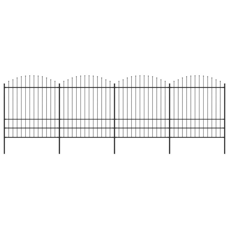 Sonata Градинска ограда с пики, стомана, (1,75-2)x6,8 м, черна Намаления и отстъпки ЧеренПетък 3