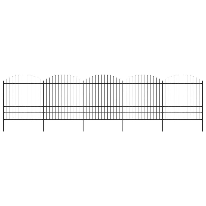 Sonata Градинска ограда с пики, стомана, (1,75-2)x8,5 м, черна Намаления и отстъпки ЧеренПетък 3