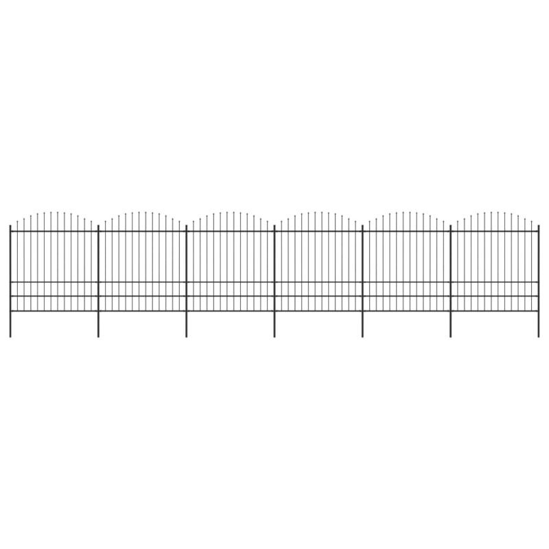 Sonata Градинска ограда с пики, стомана, (1,75-2)x10,2 м, черна Намаления и отстъпки ЧеренПетък 3