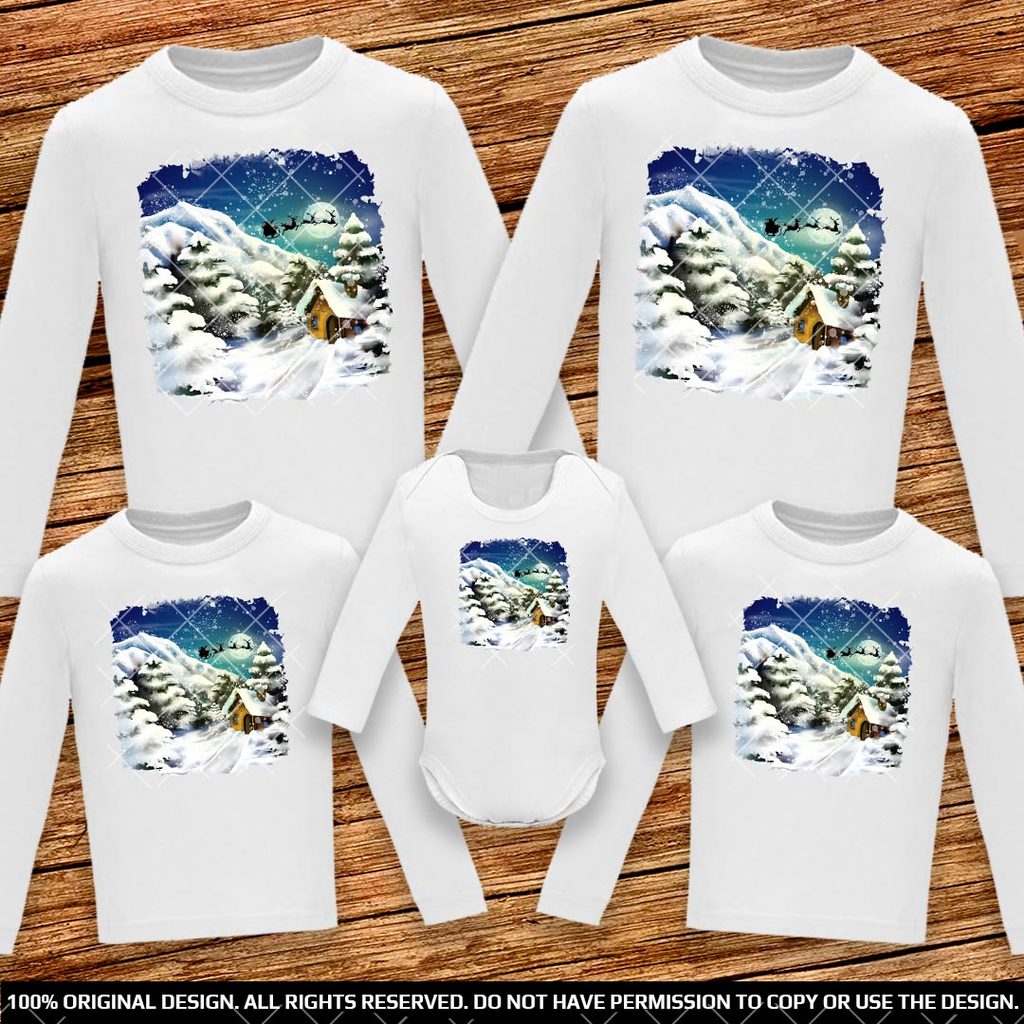 Семейни блузи и бебешко боди с дълъг ръкав: Зимен пейзаж за топлина и стил 1 / Други / Семейни блузи и бебешко боди с дълъг ръкав: Зимен пейзаж за топлина и стил