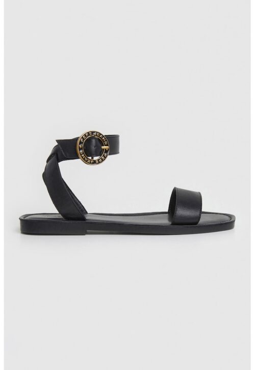 Кожени сандали с равна подметка