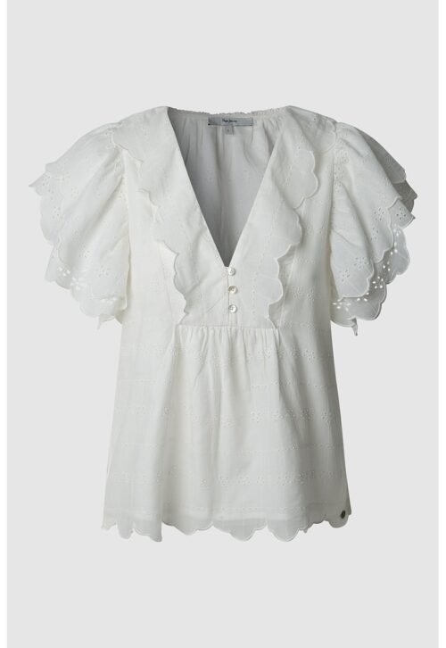 Pepe Jeans London Шпиц блуза с вълнообразни краища (Pepe Jeans London)