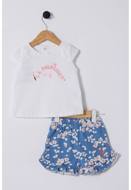 US Polo Assn Памучен топ с лого и къс панталон Намаления и отстъпки Памучен топ с лого и къс панталон