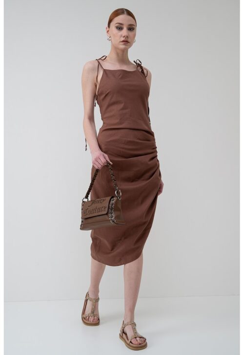 Рокля с лен с набирания