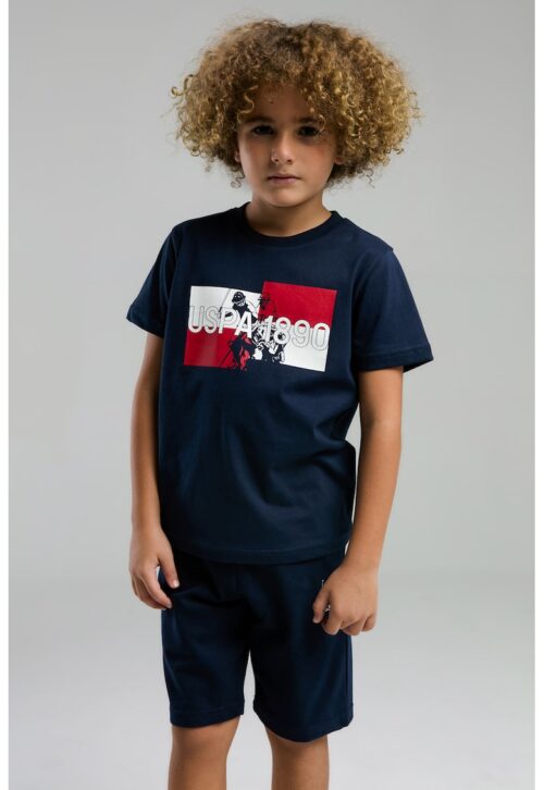 Тениска и шорти от памук с лого - 2 части